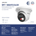 AMLINK 5MP Security AI IP PoE Camera, Night Color 100ft, Human/Vehicle Detection, NDAA Compliant, Indoor Outdoor Surveillance Turret, 2-Way Audio, Support 256GB MicroSD, Deterrent, 20fps AL5M-T5171EW
