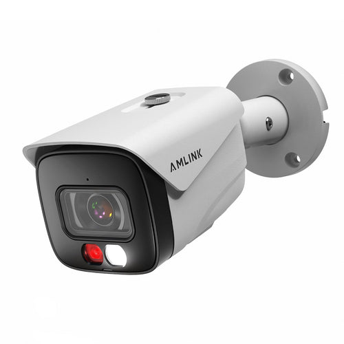 White security bullet camera with a black front and white body on a white background