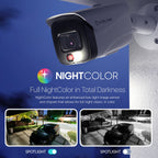 AMLink security camera with NightColor feature on a blue background